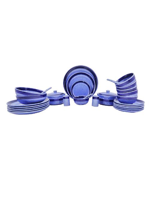 caffeine ceramic handmade blue crackle dinner set (37 pieces -) - 19304452 - Very Small Image - 1