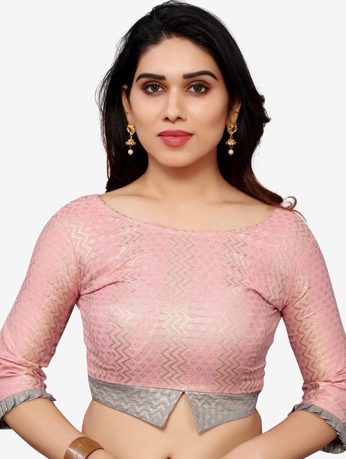 women pink self design stitched blouse - 19335153 - Very Small Image - 1