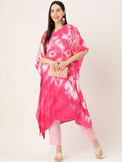 tie and dye notch neck kaftan - 19414229 - Very Small Image - 1