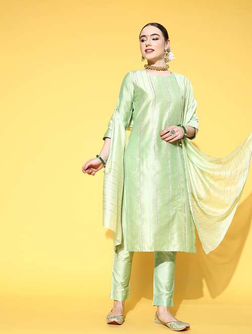 striped kurta pant set with dupatta - 19414393 - Very Small Image - 1