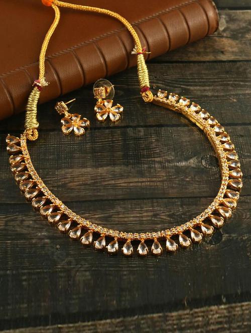 white brass necklace and earring - 19518750 - Very Small Image - 1
