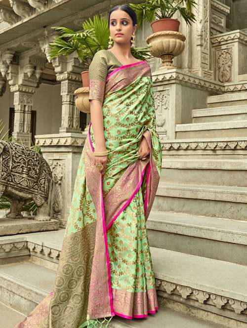 women's banarasi saree with blouse - 19561405 - Very Small Image - 1