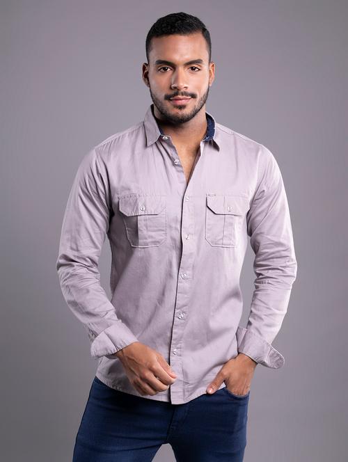 mens solid casual shirt - 19591196 - Very Small Image - 1