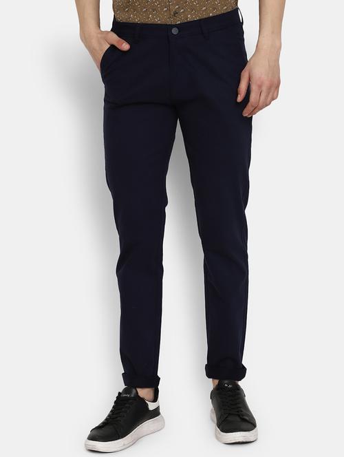 navy blue cotton chinos casual trousers - 19592562 - Very Small Image - 1