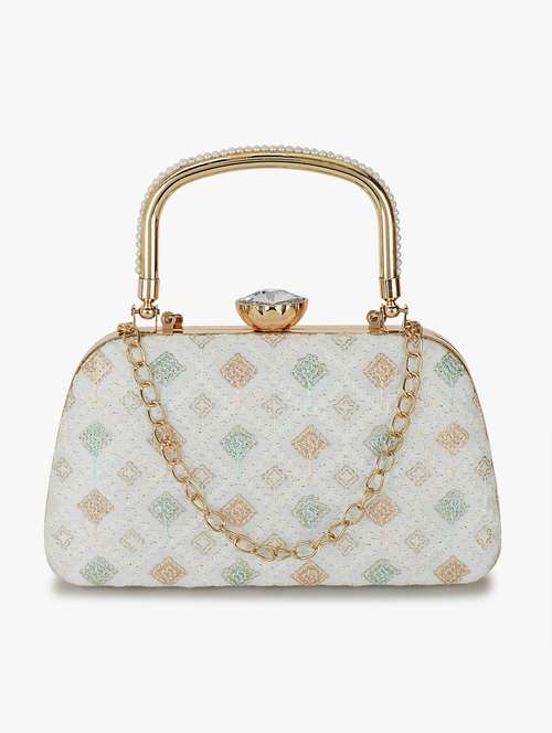 white faux silk box clutch - 19647674 - Very Small Image - 1