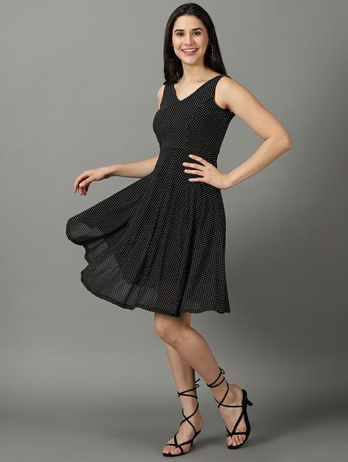 women's fit & flare color block dress - 19662618 - Very Small Image - 1