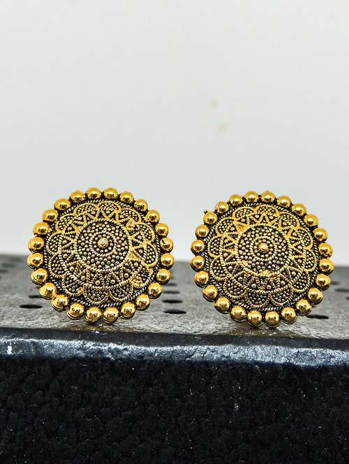 brown brass studs earring - 19666918 - Very Small Image - 1