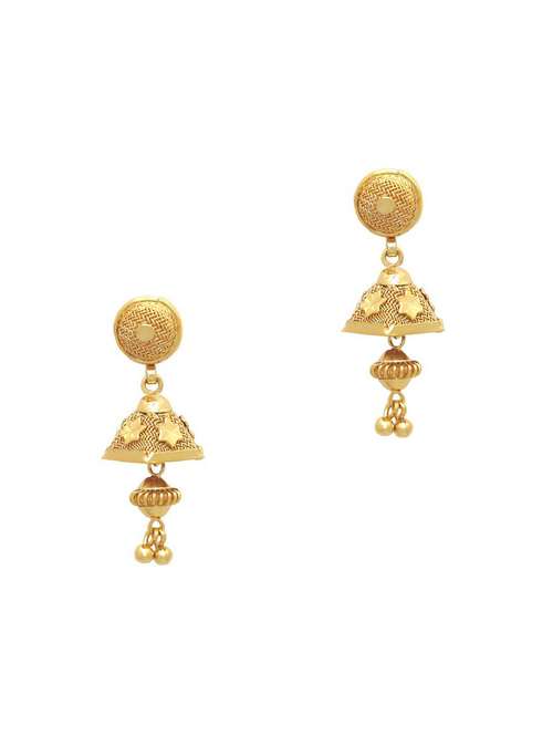 gold brass jhumka earring - 19666963 - Very Small Image - 1