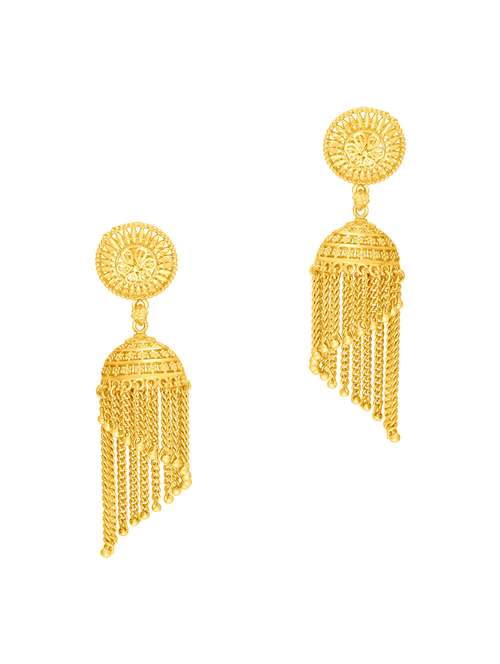 gold brass jhumka earring - 19667030 - Very Small Image - 1