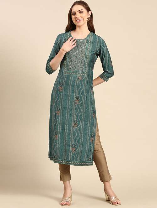 women's straight kurta - 19719293 - Very Small Image - 1