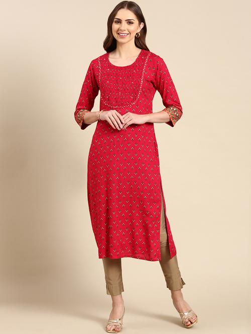 women's straight kurta - 19719299 - Very Small Image - 1