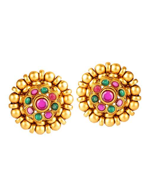 gold tone brass beaded studs earring - 19754995 - Very Small Image - 1