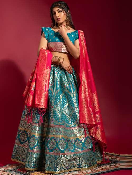 self designed embroidered flared lehenga - 19756045 - Very Small Image - 1