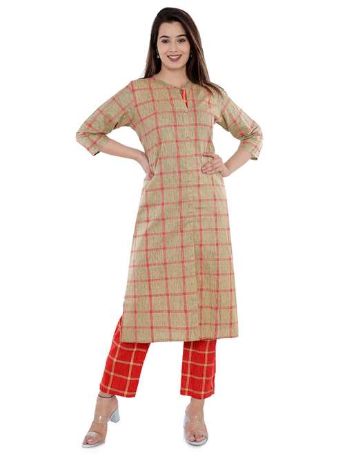 mandarin collar printed kurta pant set - 19764631 - Very Small Image - 1