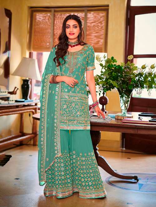 self design embroidered semi-stitched suit set - 19775990 - Very Small Image - 1