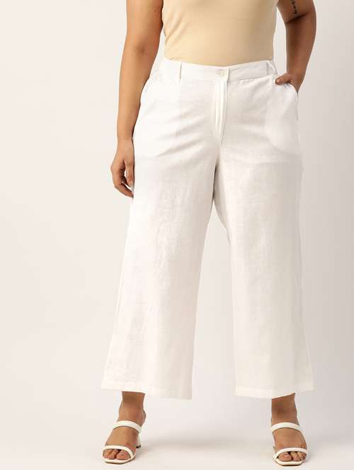 white linen wide leg trouser - 19868295 - Very Small Image - 1
