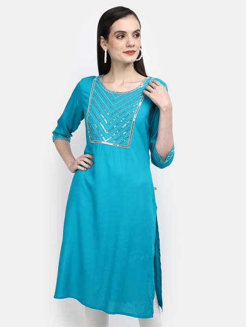 women's straight kurta - 19876582 - Very Small Image - 1