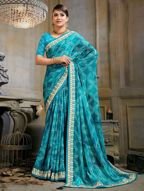 printed woven saree with blouse - 19882902 - Very Small Image - 1