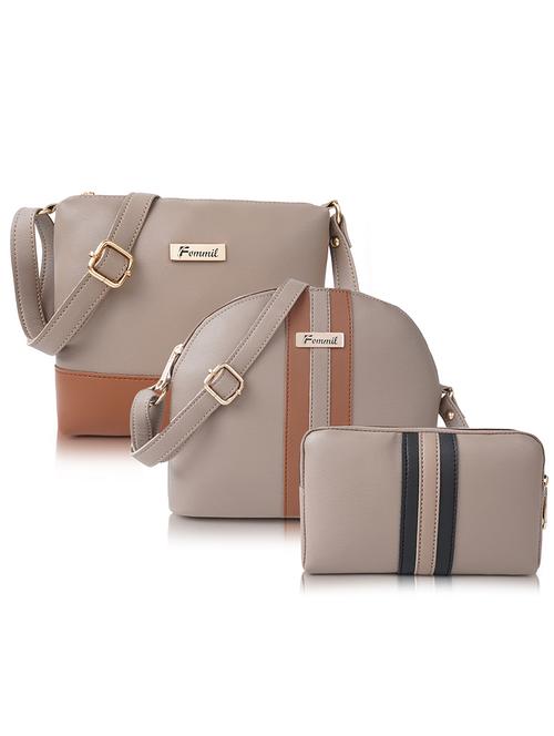beige leatherette (pu) sling bag combo - 19940676 - Very Small Image - 1