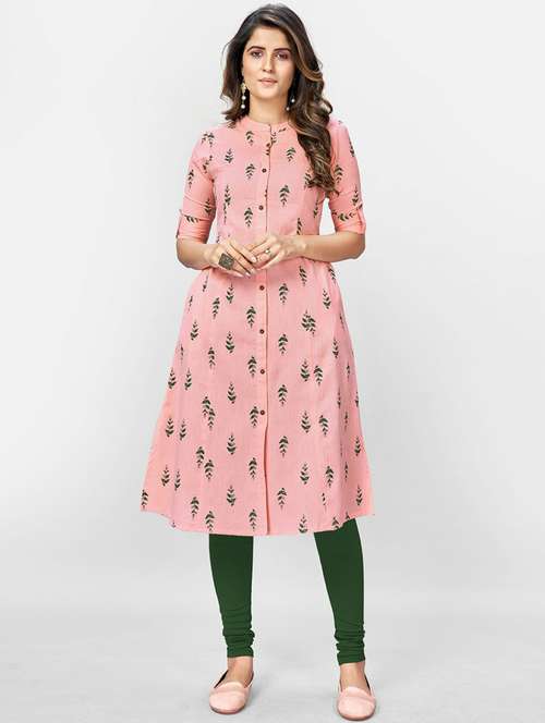 pink cotton blend aline kurta - 19942976 - Very Small Image - 1
