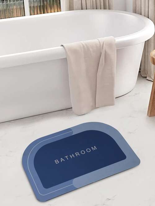 fabinaliv blue geometric rubber bath mat (60x40 cm) - 19978257 - Very Small Image - 1