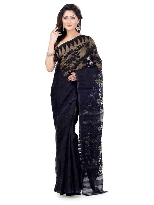 women's self design black colored saree - 19994875 - Very Small Image - 1