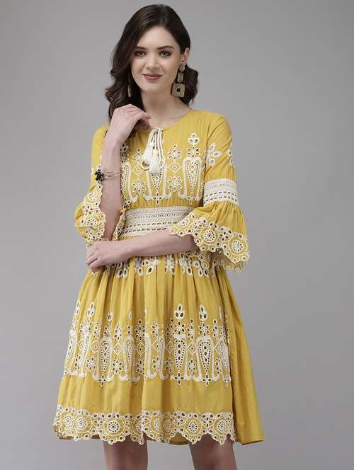 women's fit & flare knee length dress - 20002459 - Very Small Image - 1