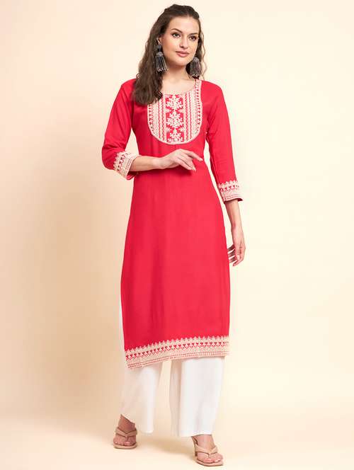 women's straight kurta - 20026457 - Very Small Image - 1