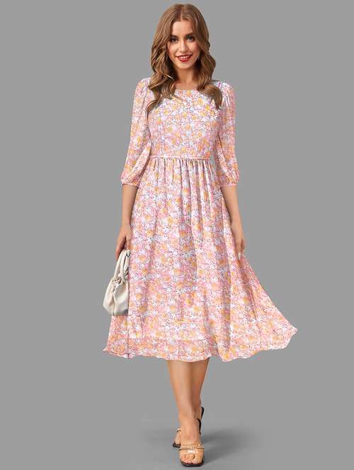 women's fit & flare floral dress - 20083136 - Very Small Image - 1