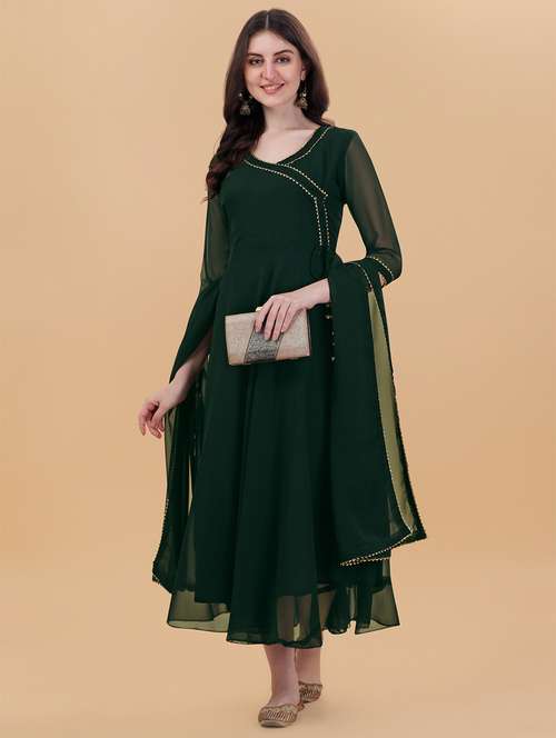 women solid kurta dupatta set - 20137069 - Very Small Image - 1
