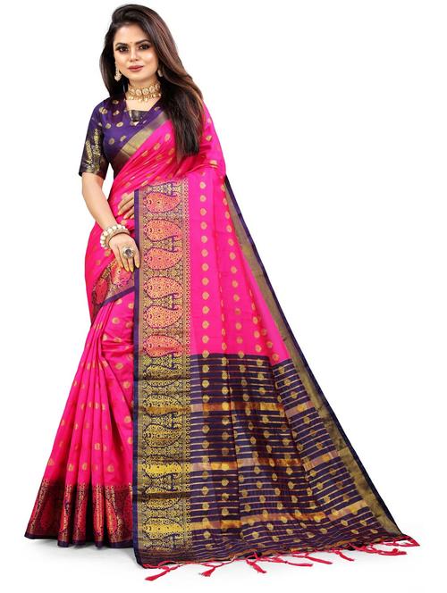 women's self design pink colored saree with blouse - 20175577 - Very Small Image - 1