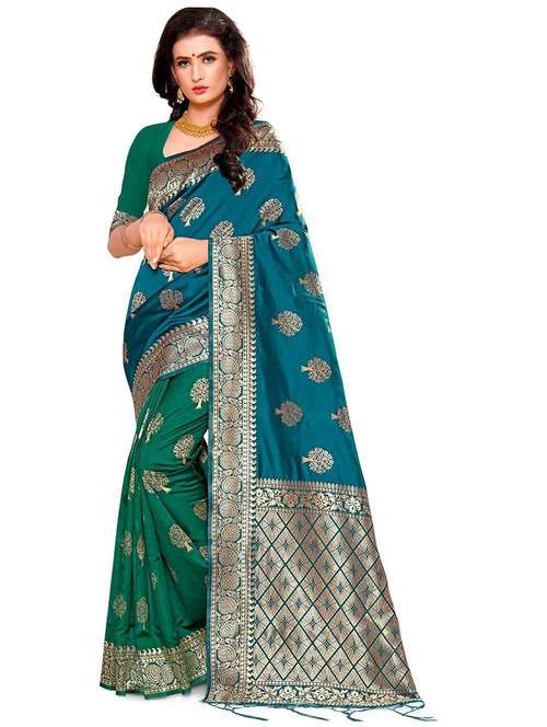 women's banarasi saree with blouse - 20175650 - Very Small Image - 1