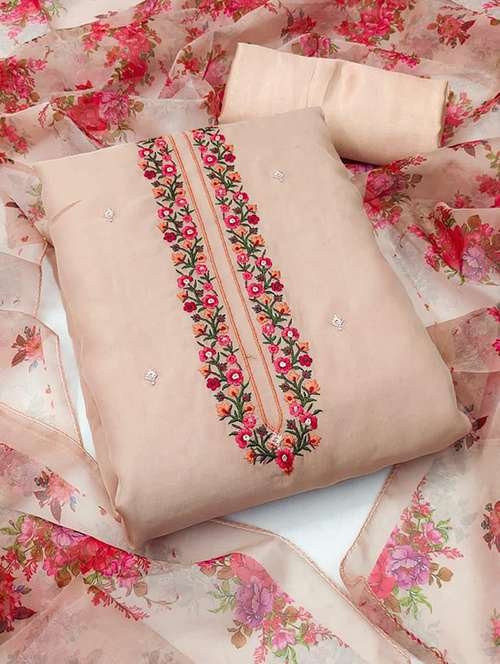 embroidered unstitched salwar suit set - 20178063 - Very Small Image - 1