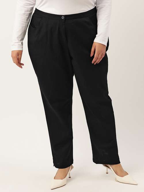 black linen flat front trouser - 20302759 - Very Small Image - 1