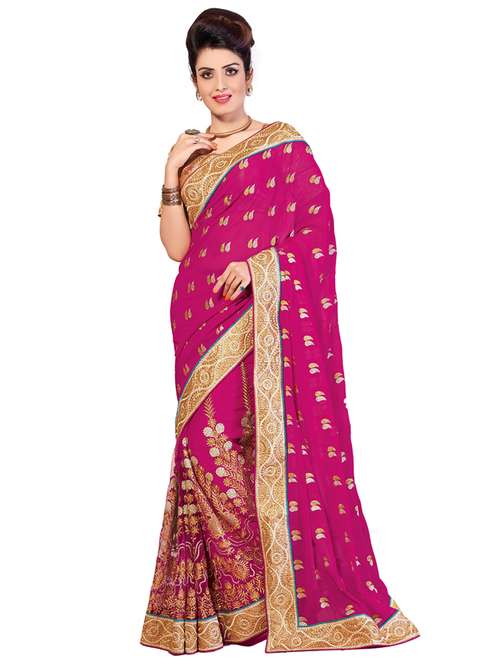 women's embroidered saree with blouse - 20307077 - Very Small Image - 1