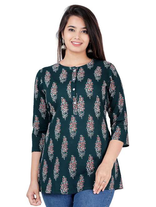 women bottle green regular fit a-line top - 20319365 - Very Small Image - 1