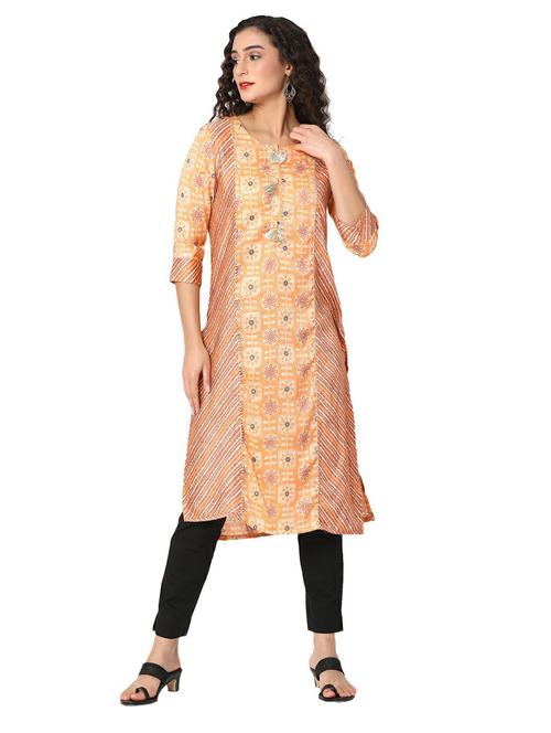 women orange round neck straight kurta - 20319700 - Very Small Image - 1
