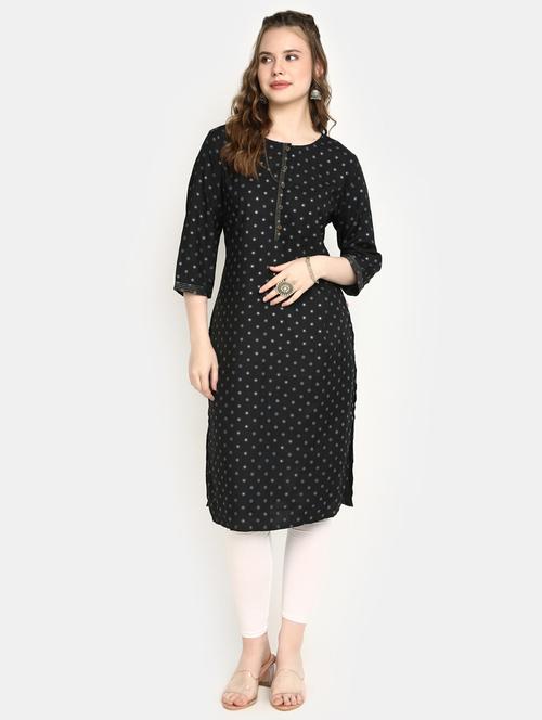 foil printed polka dots straight kurta - 20319758 - Very Small Image - 1
