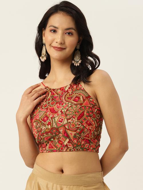 women maroon embroidered stitched blouse - 20330450 - Very Small Image - 1