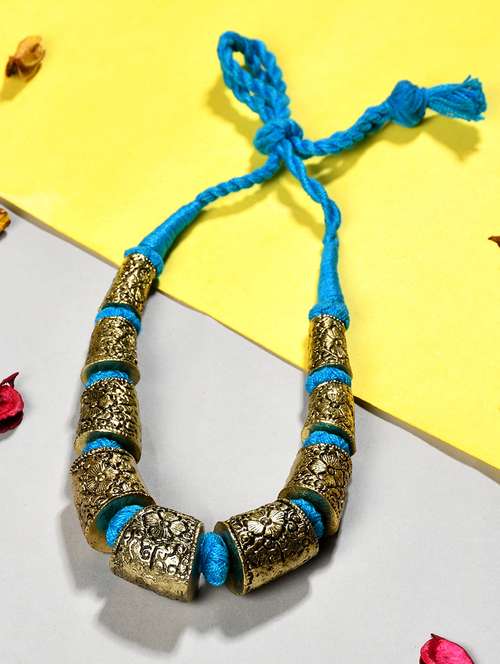 blue metal statement necklace - 20331813 - Very Small Image - 1