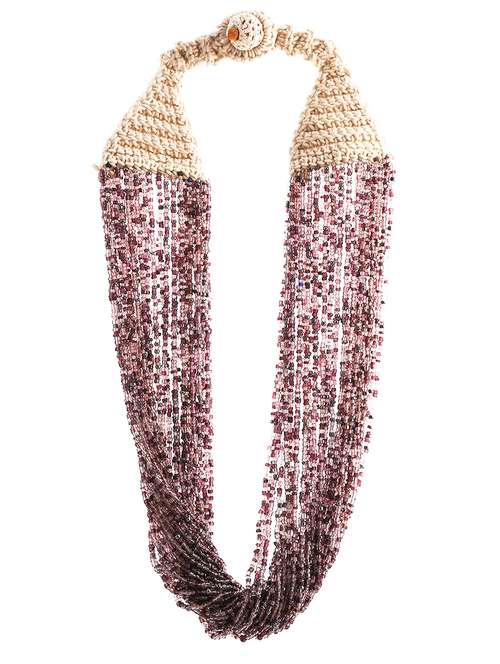 purple metal statement necklace - 20331862 - Very Small Image - 1
