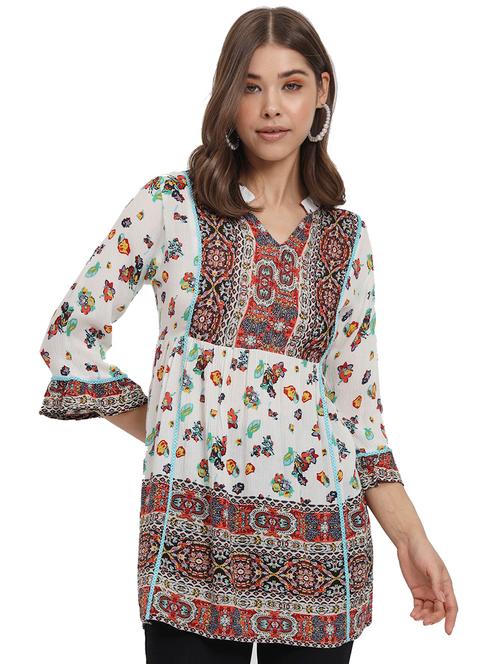 white printed regular tunic - 20360071 - Very Small Image - 1