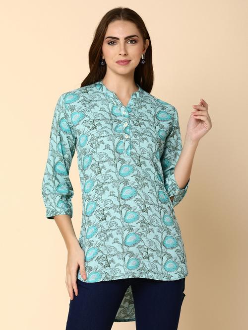 green rayon a line top - 20397731 - Very Small Image - 1