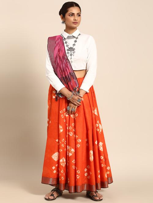 women's tie & dye orange colored saree with blouse - 20406156 - Very Small Image - 1
