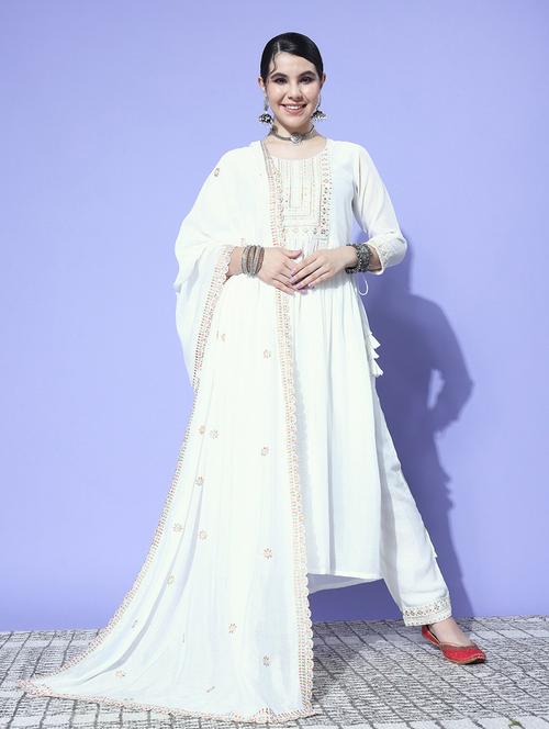 embroidered kurta pant set with dupatta - 20412736 - Very Small Image - 1