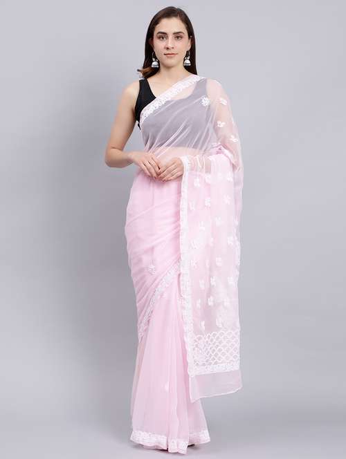 women's embroidered saree with blouse - 20478486 - Very Small Image - 1
