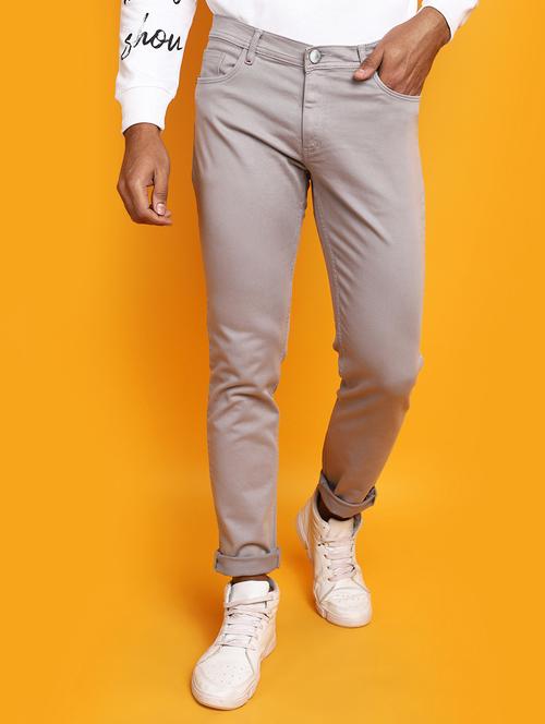 men warm grey cotton chino trouser - 20536635 - Very Small Image - 1