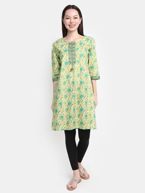 floral print cotton straight kurta - 20594660 - Very Small Image - 1