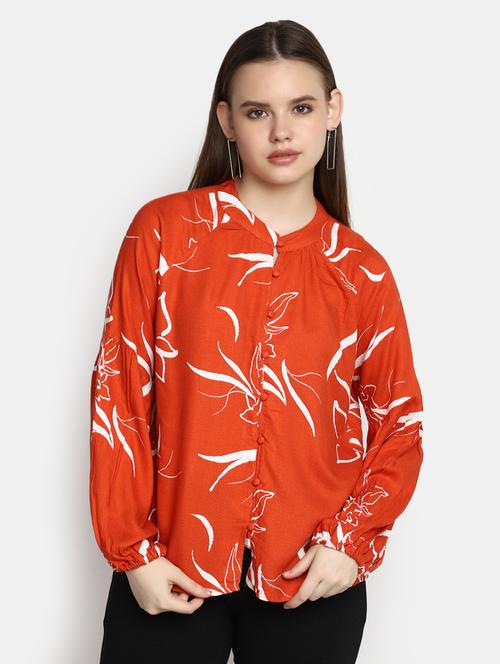 women orange regular fit printed top - 20594773 - Very Small Image - 1