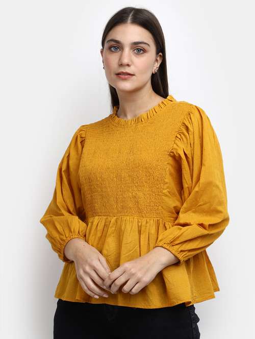 gold cotton a line top - 20600161 - Very Small Image - 1